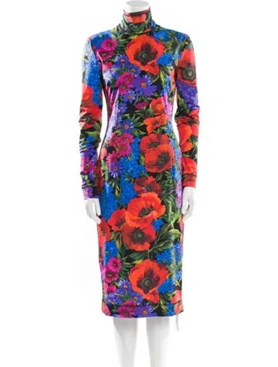 Pre-owned Dolce & Gabbana Silk Midi Length Dress In Black