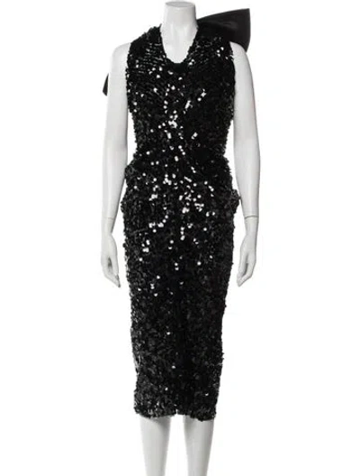 Pre-owned Dolce & Gabbana Silk Midi Length Dress In Black