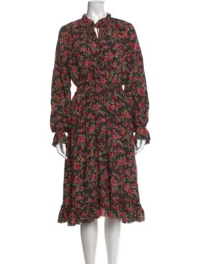 Pre-owned Dolce & Gabbana Silk Midi Length Dress In Black