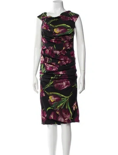 Pre-owned Dolce & Gabbana Silk Midi Length Dress In Black