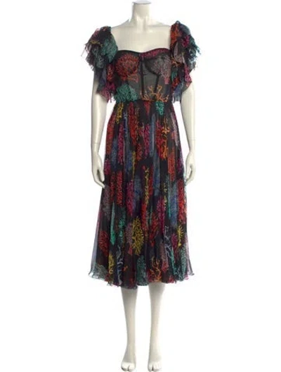 Pre-owned Dolce & Gabbana Silk Midi Length Dress In Black