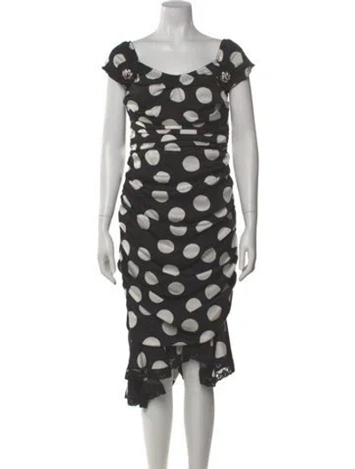 Pre-owned Dolce & Gabbana Silk Midi Length Dress In Black