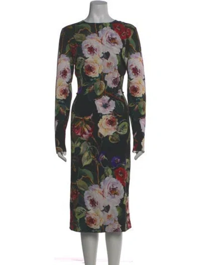 Pre-owned Dolce & Gabbana Silk Midi Length Dress In Black
