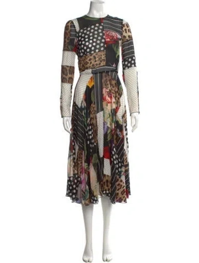 Pre-owned Dolce & Gabbana Silk Midi Length Dress In Black