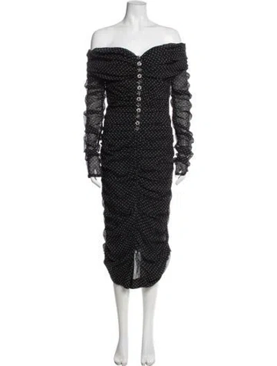Pre-owned Dolce & Gabbana Silk Midi Length Dress In Black