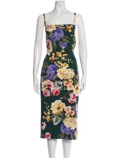 Pre-owned Dolce & Gabbana Silk Midi Length Dress In Black