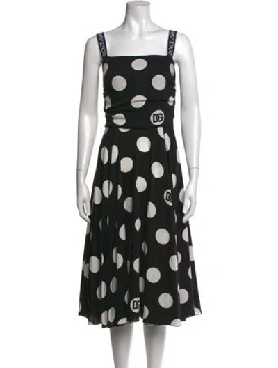 Pre-owned Dolce & Gabbana Silk Midi Length Dress In Black