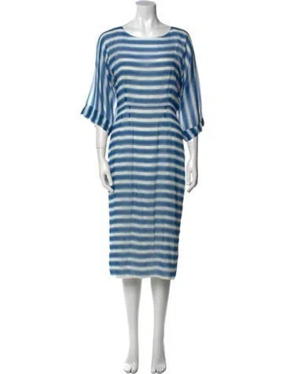 Pre-owned Dolce & Gabbana Silk Midi Length Dress In Blue