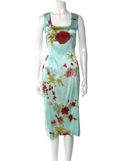 Pre-owned Dolce & Gabbana Silk Midi Length Dress In Blue