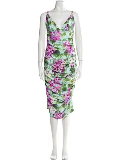 Pre-owned Dolce & Gabbana Silk Midi Length Dress In Blue