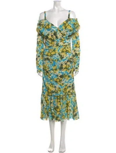Pre-owned Dolce & Gabbana Silk Midi Length Dress In Blue