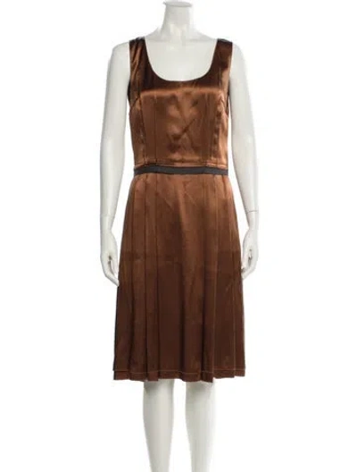Pre-owned Dolce & Gabbana Silk Midi Length Dress In Brown
