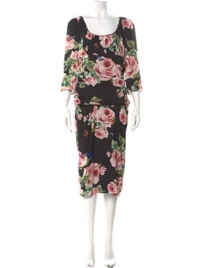 Pre-owned Dolce & Gabbana Silk Midi Length Dress In Multi