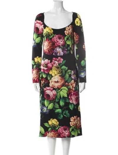 Pre-owned Dolce & Gabbana Silk Midi Length Dress In Multi