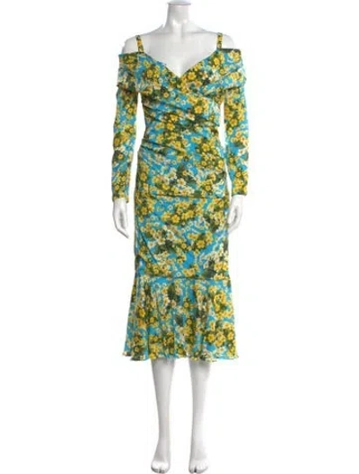 Pre-owned Dolce & Gabbana Silk Midi Length Dress In Multi