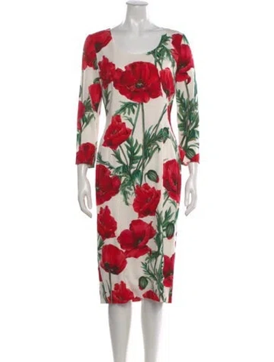 Pre-owned Dolce & Gabbana Silk Midi Length Dress In Neutral