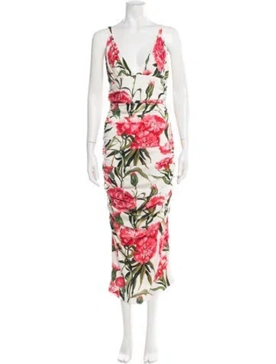 Pre-owned Dolce & Gabbana Silk Midi Length Dress In Neutrals