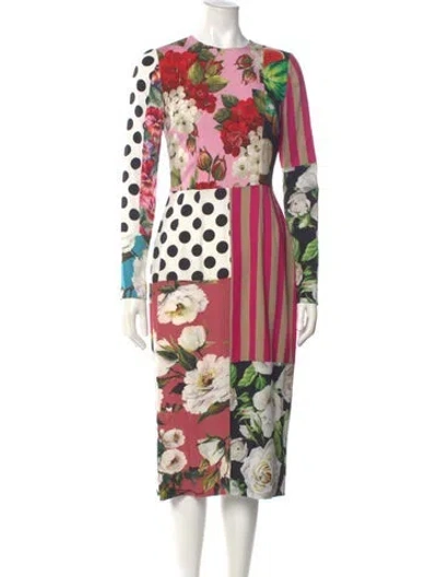 Pre-owned Dolce & Gabbana Silk Midi Length Dress In Pink