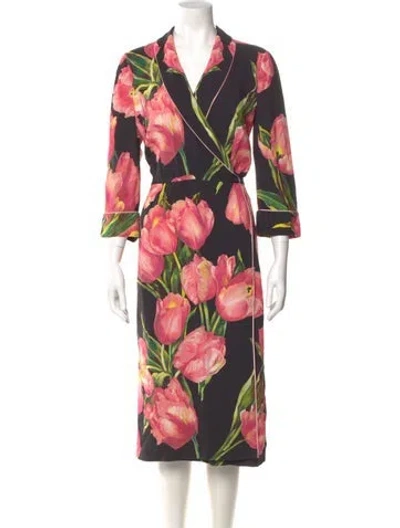 Pre-owned Dolce & Gabbana Silk Midi Length Dress In Pink