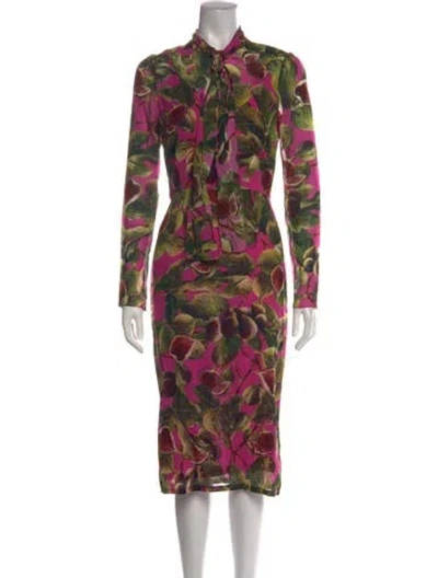 Pre-owned Dolce & Gabbana Silk Midi Length Dress In Pink