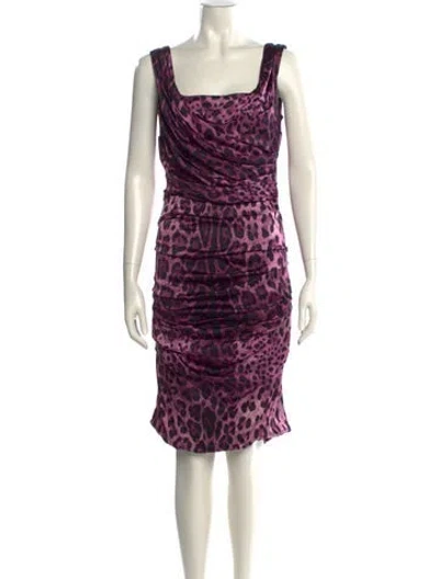 Pre-owned Dolce & Gabbana Silk Midi Length Dress In Purple