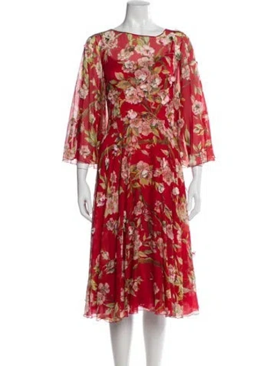 Pre-owned Dolce & Gabbana Silk Midi Length Dress In Red