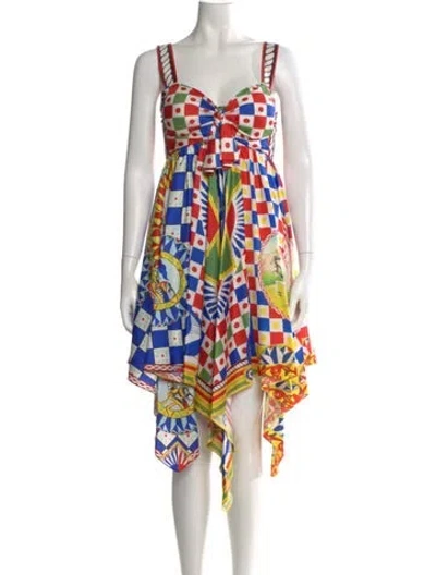 Pre-owned Dolce & Gabbana Silk Midi Length Dress In Red