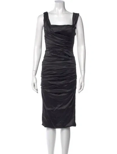Pre-owned Dolce & Gabbana Silk Midi Length Dress W/ Tags In Black