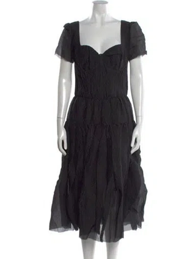 Pre-owned Dolce & Gabbana Silk Midi Length Dress W/ Tags In Black