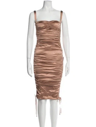Pre-owned Dolce & Gabbana Silk Midi Length Dress W/ Tags In Multi
