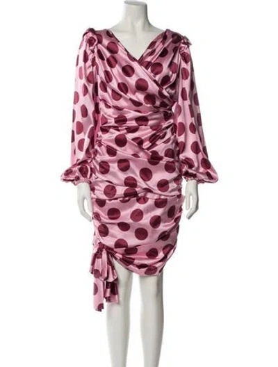 Pre-owned Dolce & Gabbana Silk Midi Length Dress W/ Tags In Pink