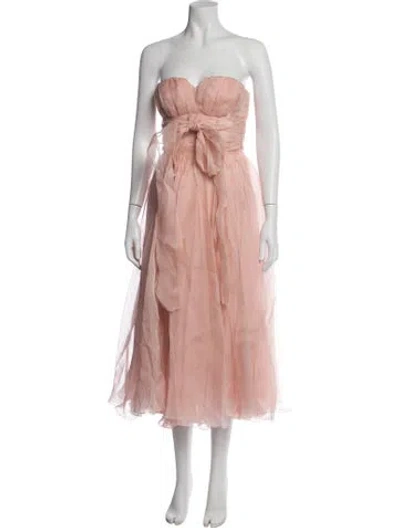 Pre-owned Dolce & Gabbana Silk Midi Length Dress W/ Tags In Pink