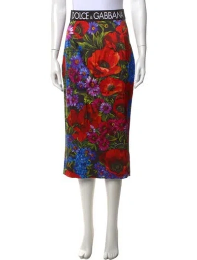 Pre-owned Dolce & Gabbana Silk Midi Length Skirt In Black