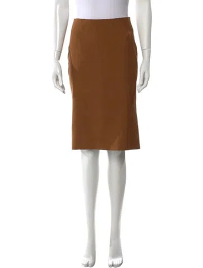 Pre-owned Dolce & Gabbana Silk Midi Length Skirt In Brown