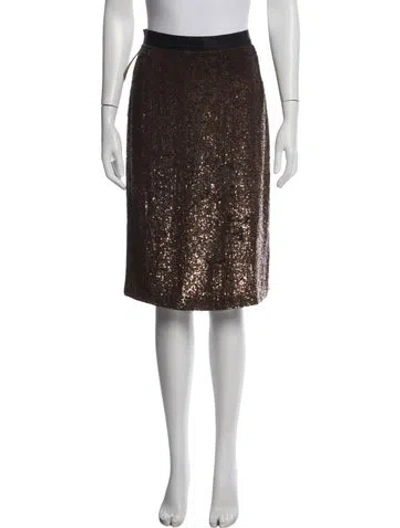 Pre-owned Dolce & Gabbana Silk Midi Length Skirt In Brown