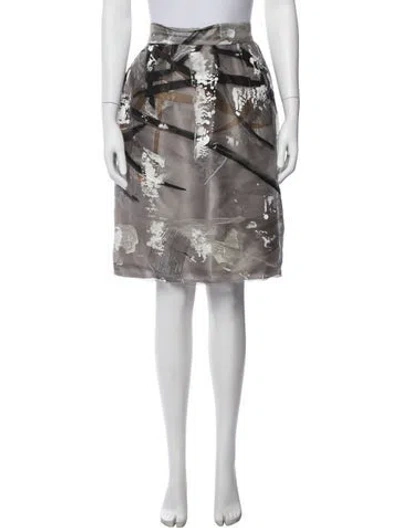 Pre-owned Dolce & Gabbana Silk Midi Length Skirt In Gray