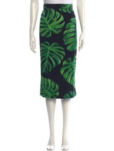 Pre-owned Dolce & Gabbana Silk Midi Length Skirt In Green