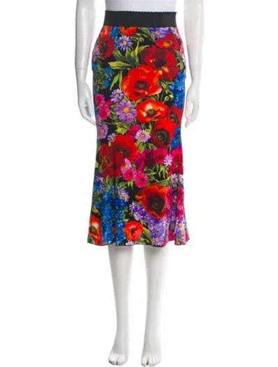 Pre-owned Dolce & Gabbana Silk Midi Length Skirt In Multi