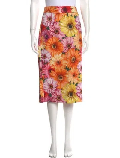 Pre-owned Dolce & Gabbana Silk Midi Length Skirt In Multi