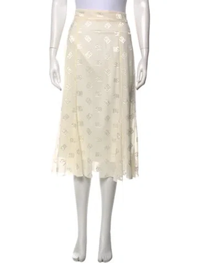 Pre-owned Dolce & Gabbana Silk Midi Length Skirt In Neutral