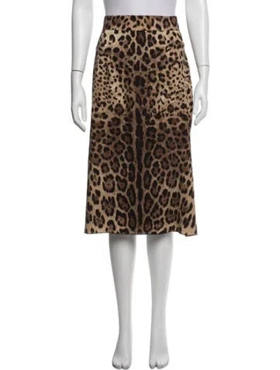 Pre-owned Dolce & Gabbana Silk Midi Length Skirt In Neutrals