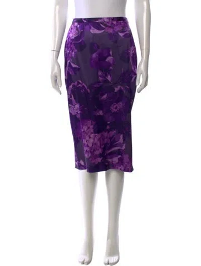 Pre-owned Dolce & Gabbana Silk Midi Length Skirt In Purple