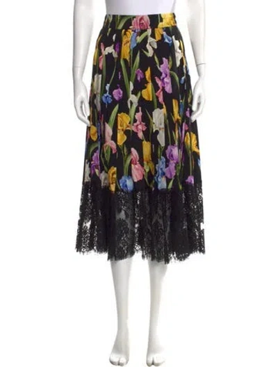 Pre-owned Dolce & Gabbana Silk Midi Length Skirt W/ Tags In Black