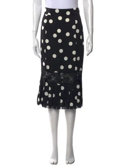 Pre-owned Dolce & Gabbana Silk Midi Length Skirt W/ Tags In Black