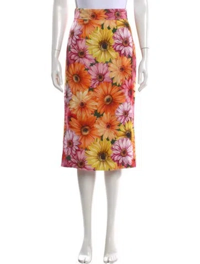 Pre-owned Dolce & Gabbana Silk Midi Length Skirt W/ Tags In Multi