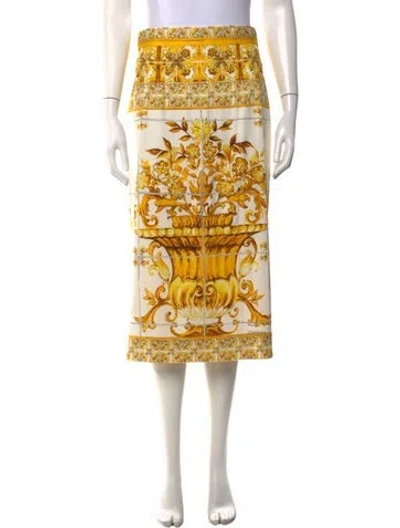 Pre-owned Dolce & Gabbana Silk Midi Length Skirt W/ Tags In Multi