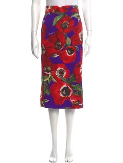Pre-owned Dolce & Gabbana Silk Midi Length Skirt W/ Tags In Red