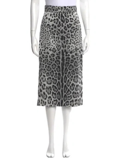 Pre-owned Dolce & Gabbana Silk Midi Length Skirt W/ Tags In Silver