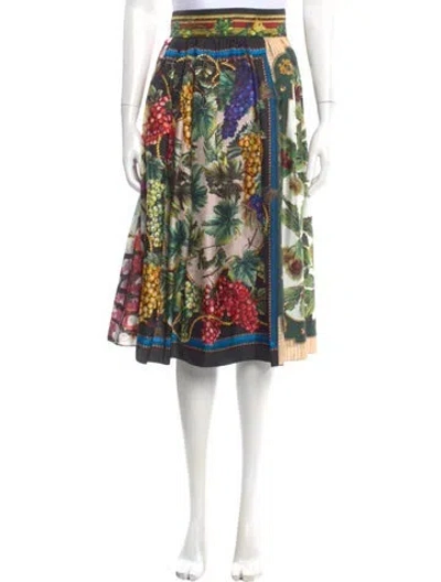 Pre-owned Dolce & Gabbana Silk Midi Length Skirt In White