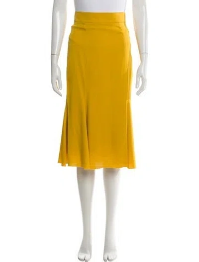 Pre-owned Dolce & Gabbana Silk Midi Length Skirt In Yellow